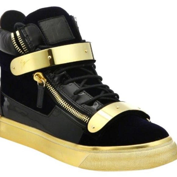 New Giuseppe Zanotti Double Zip Metallic High Top Sneakers Size Eu 39 - Picture 1 of 9